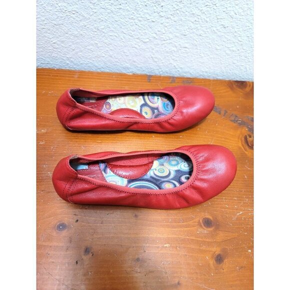 Born Red Leather Ballet Flats Slip on Shoes Size 6 - Picture 3 of 11